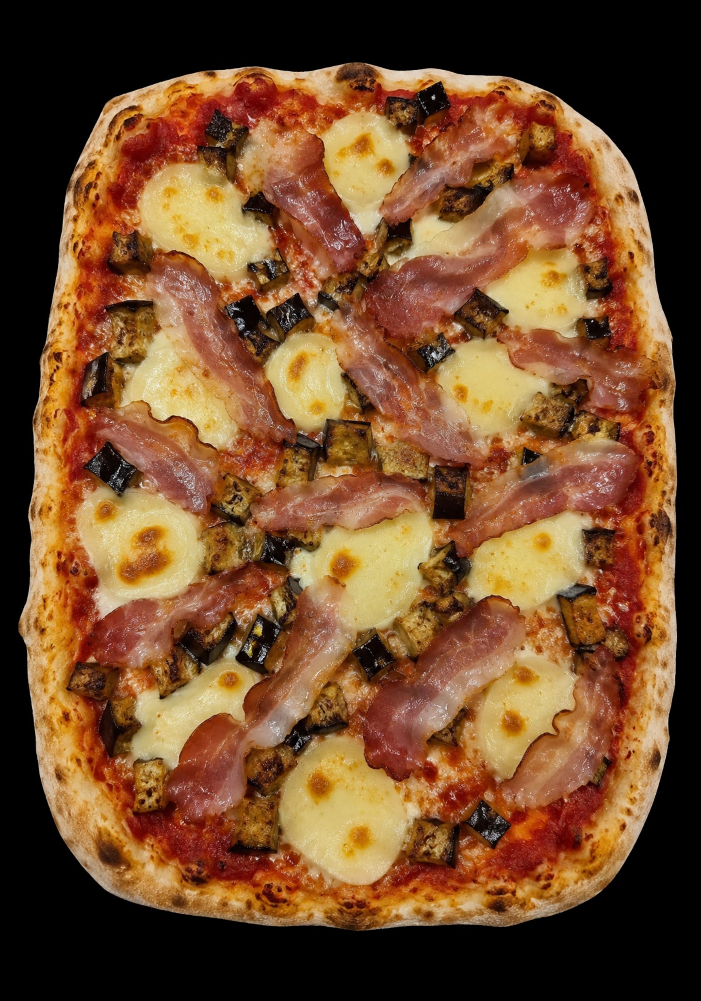 Pancetta, Melanzane Fritte e Scamorza Affumicata Quadra