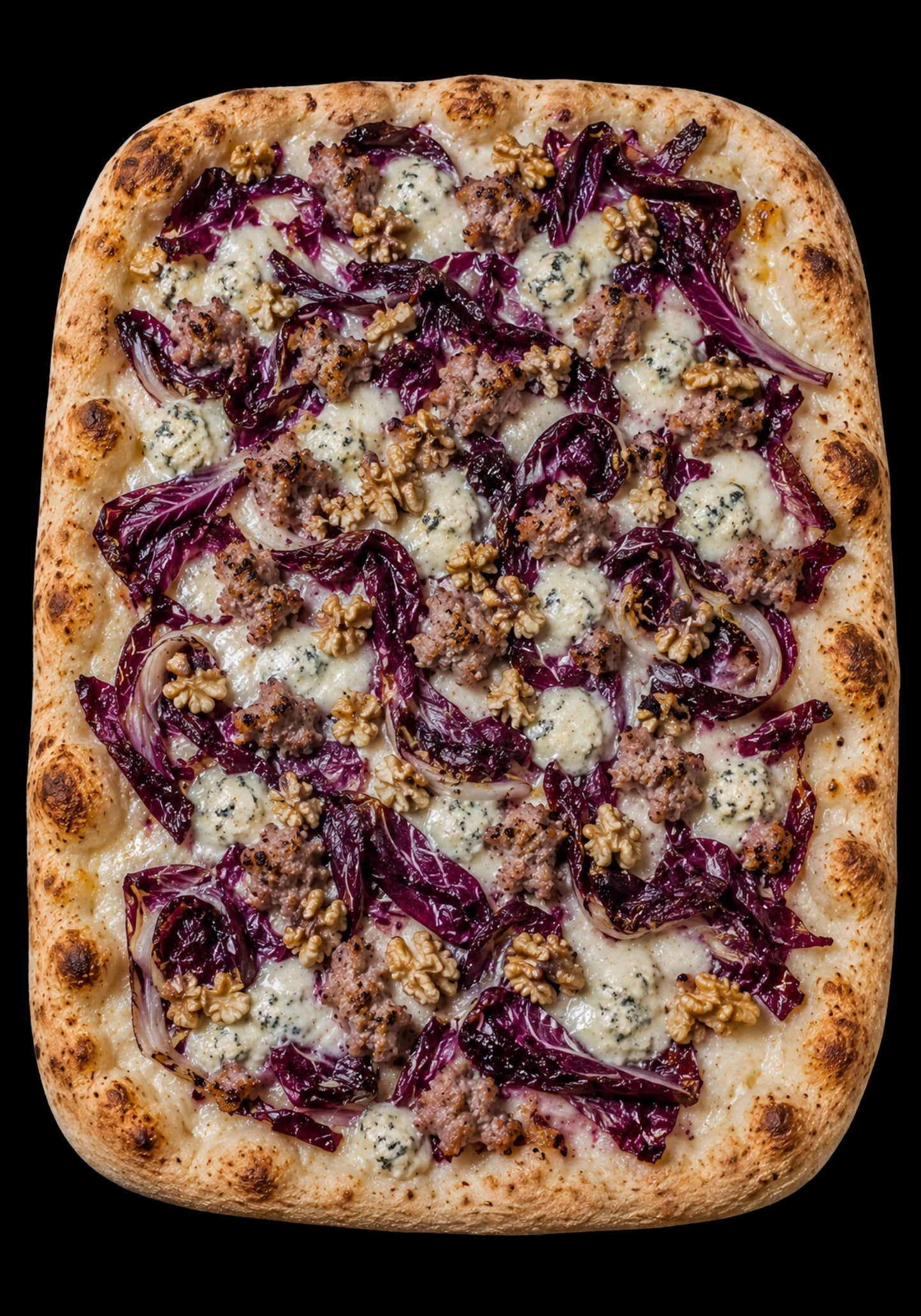Radicchio,salsiccia gorgonzola e noci quadra