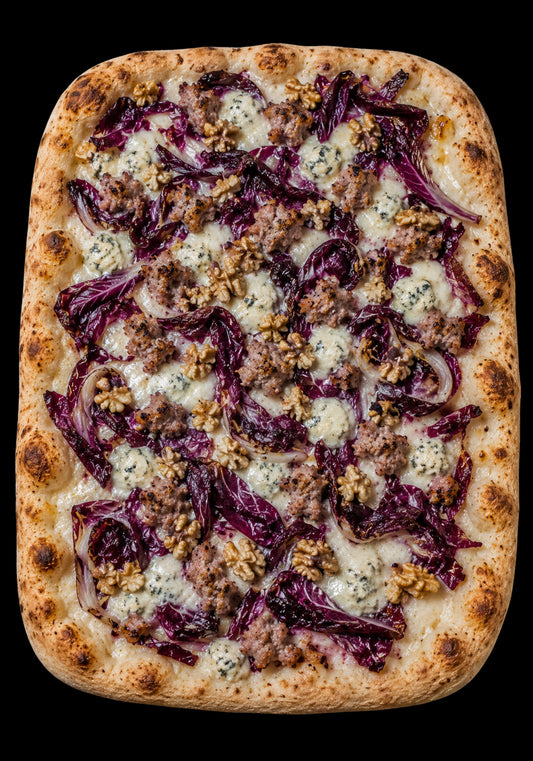 Radicchio,salsiccia gorgonzola e noci quadra