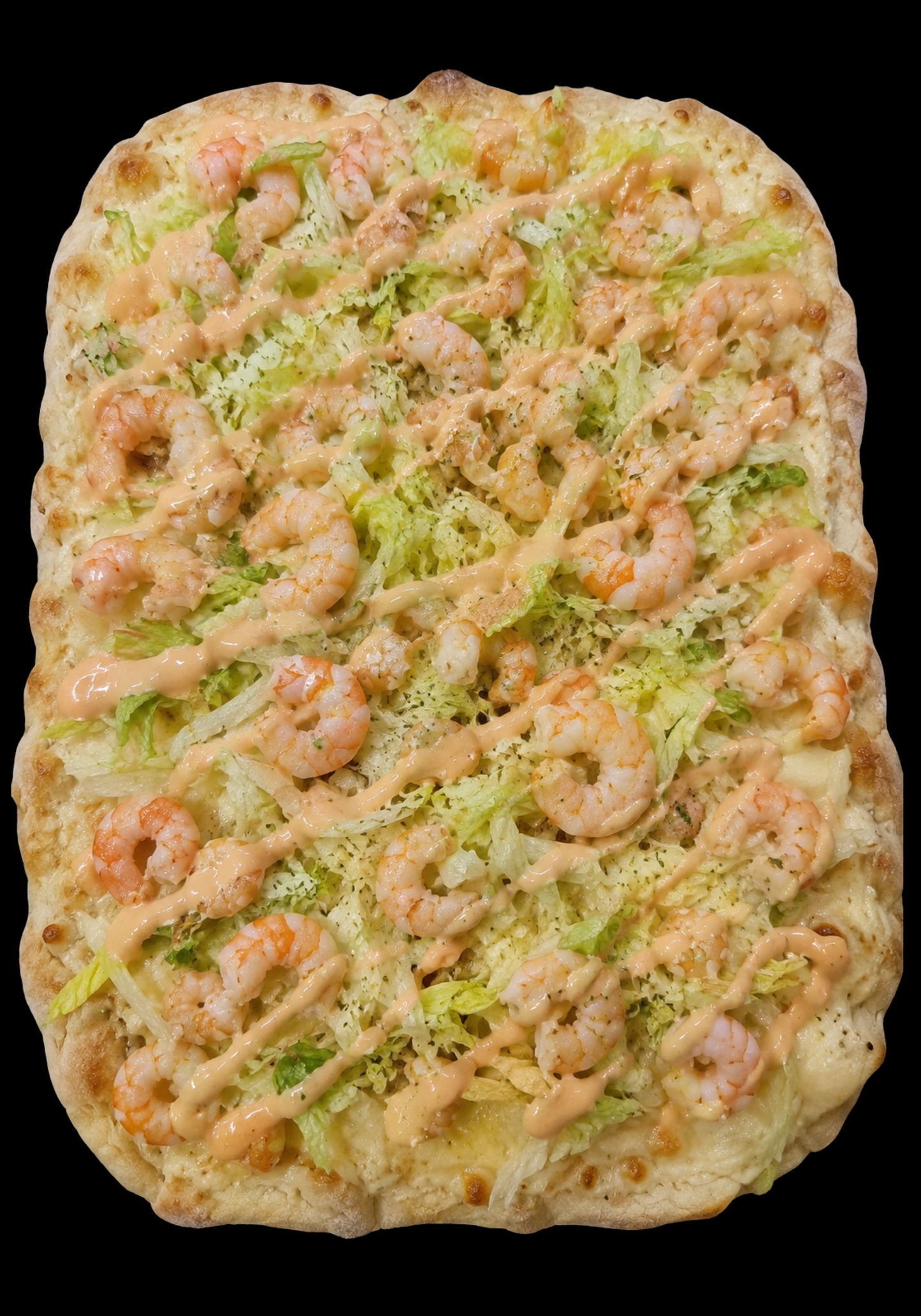 Focaccia con Gamberi, Iceberg e Salsa Southwest