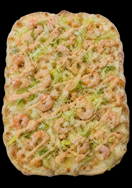 Focaccia con Gamberi, Iceberg e Salsa Southwest