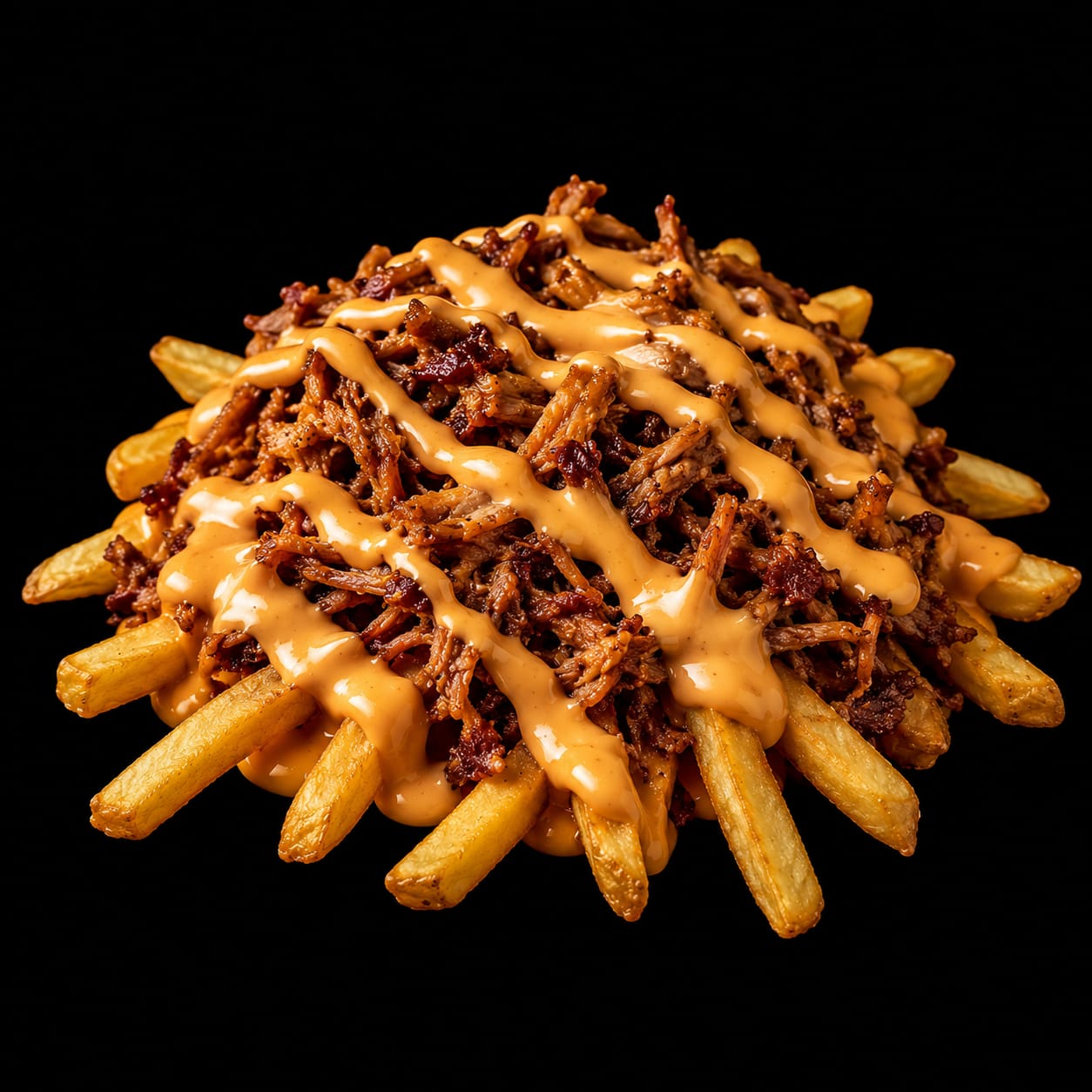 Patatine fritte Pulled pork e salsa burger