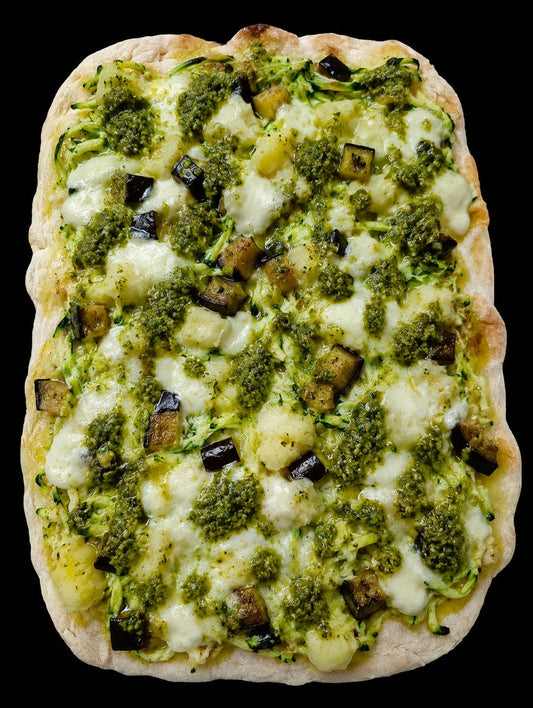 Zucchine, melanzane fritte patate e pesto